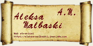 Aleksa Malbaški vizit kartica